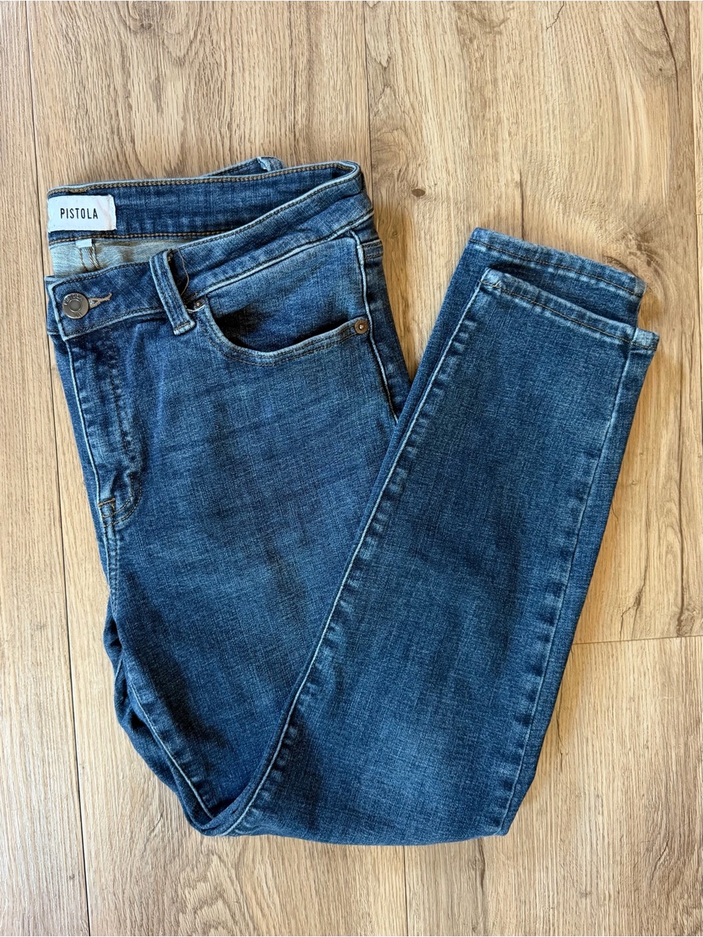 Pistola Skinny Jeans Women's 30 Dark Blue Wash Ankle Length Stretch Denim